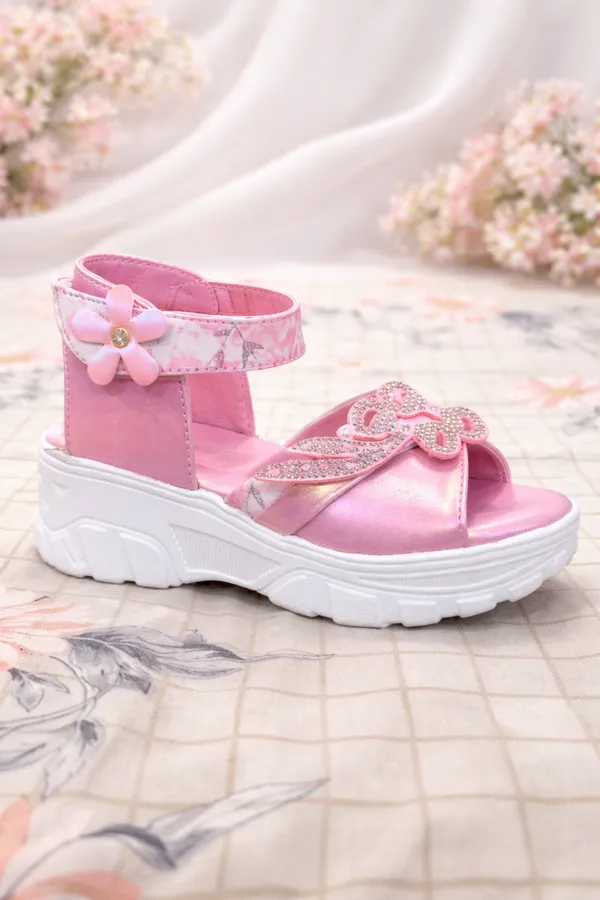 Pink_Party_Wear_Sandals_|_Butterfly_Design_|_Velcro_Ankle_Strap_For_Kids_And_Girls