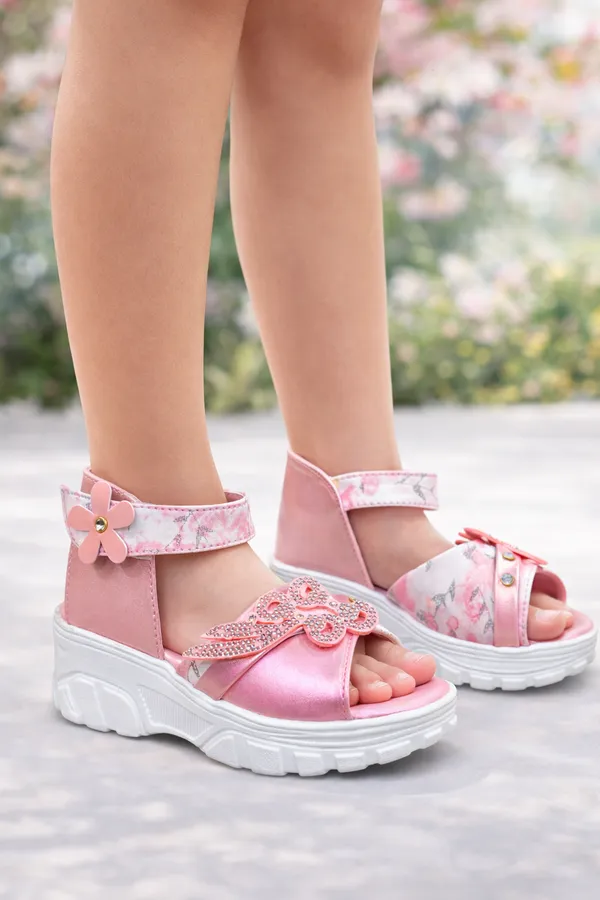 Pink_Party_Wear_Sandals_|_Butterfly_Design_|_Velcro_Ankle_Strap_For_Kids_And_Girls