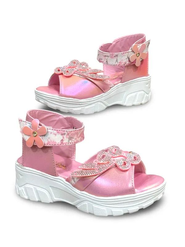 Pink_Party_Wear_Sandals_|_Butterfly_Design_|_Velcro_Ankle_Strap_For_Kids_And_Girls