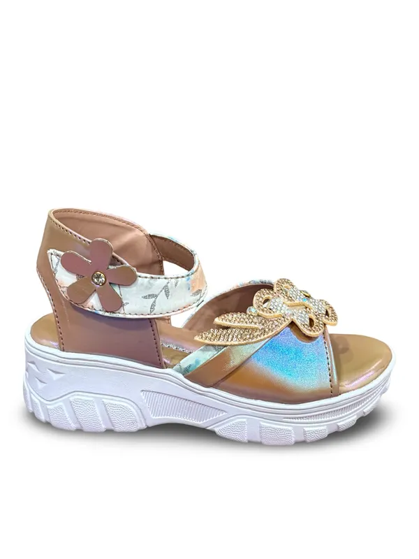 Sultan_Party_Wear_Sandals_|_Butterfly_Design_|_Velcro_Ankle_Strap_For_Kids_And_Girls