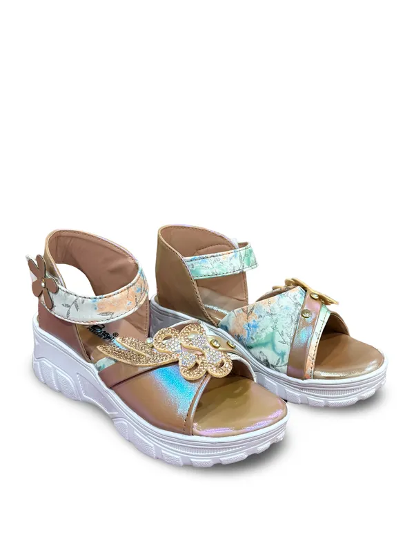 Sultan_Party_Wear_Sandals_|_Butterfly_Design_|_Velcro_Ankle_Strap_For_Kids_And_Girls