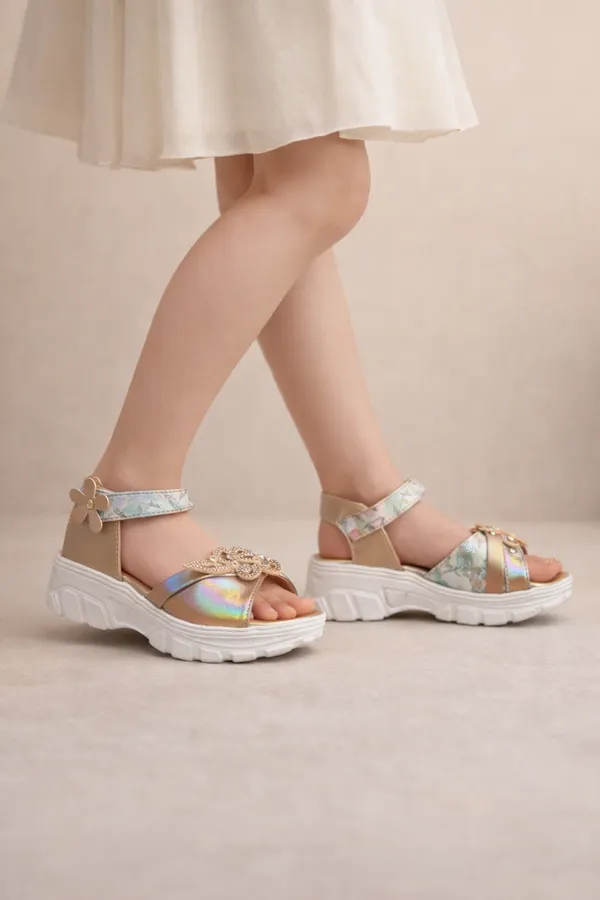 Sultan_Party_Wear_Sandals_|_Butterfly_Design_|_Velcro_Ankle_Strap_For_Kids_And_Girls