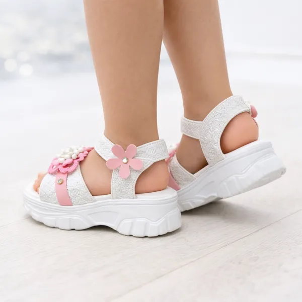 White_Casual_Floral_Wedge_Sandals_For_Kids_And_Girls