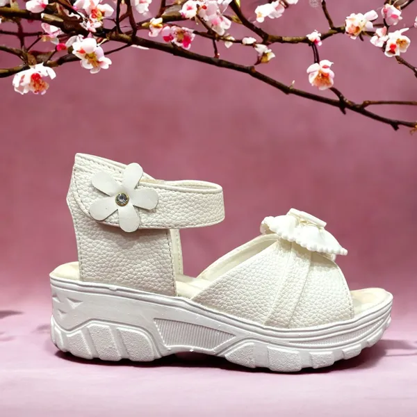 White_Casual_Floral_Wedge_Sandals_For_Kids_And_Girls