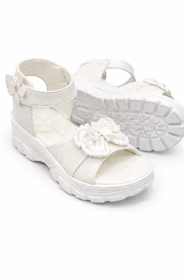 White_Casual_Floral_Wedge_Sandals_For_Kids_And_Girls