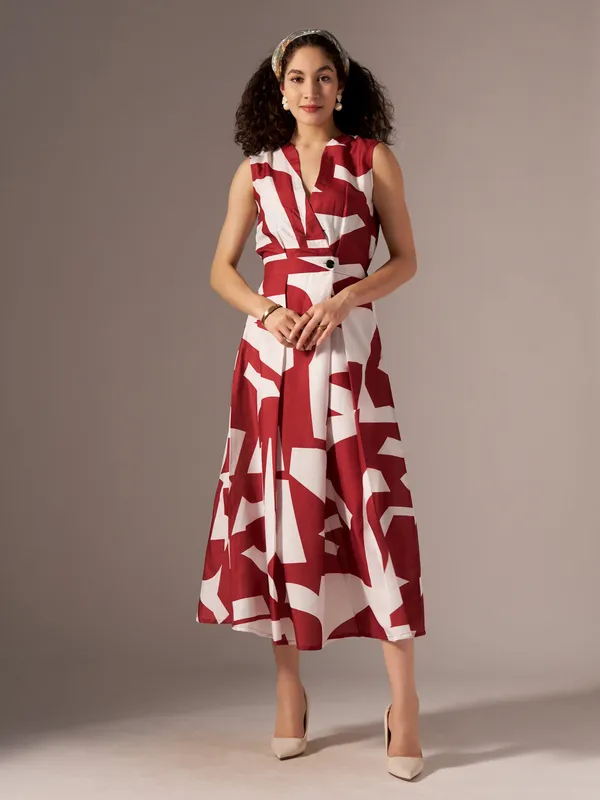 Red_Print_A-Line_Midi_Dress_For_Women