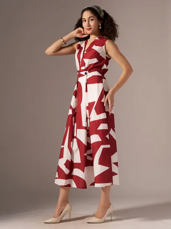 Red_Print_A-Line_Midi_Dress_For_Women