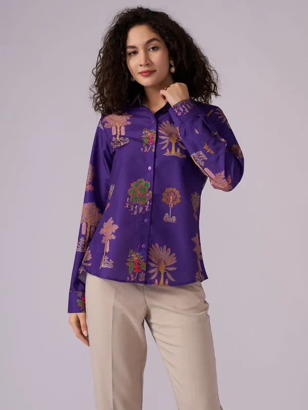 Purple_Tree_Print_Cotton_Blend_Regular_Fit_Shirt_For_Women