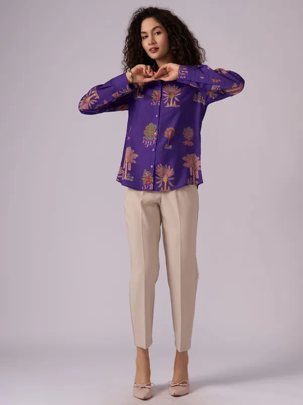 Purple_Tree_Print_Cotton_Blend_Regular_Fit_Shirt_For_Women