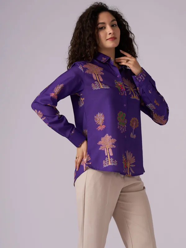 Purple_Tree_Print_Cotton_Blend_Regular_Fit_Shirt_For_Women