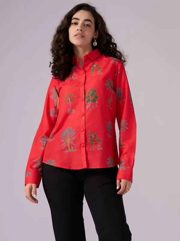 Red_Tree_Print_Shirt_For_Women