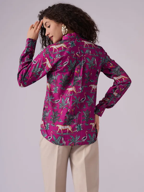 Pink_Pink_Safari_Print_Button-Down_Shirt_For_Women