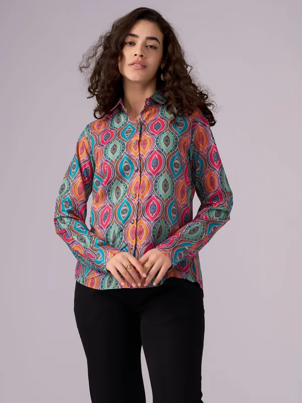 Multi_Comt_Ethnic_Motifs_Printed_Cotton_Casual_Shirt_For_Women