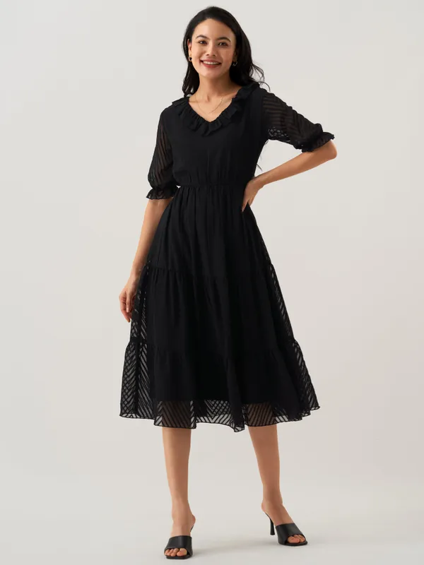 Black_Plain_And_Butta_Work_Dress_For_Women