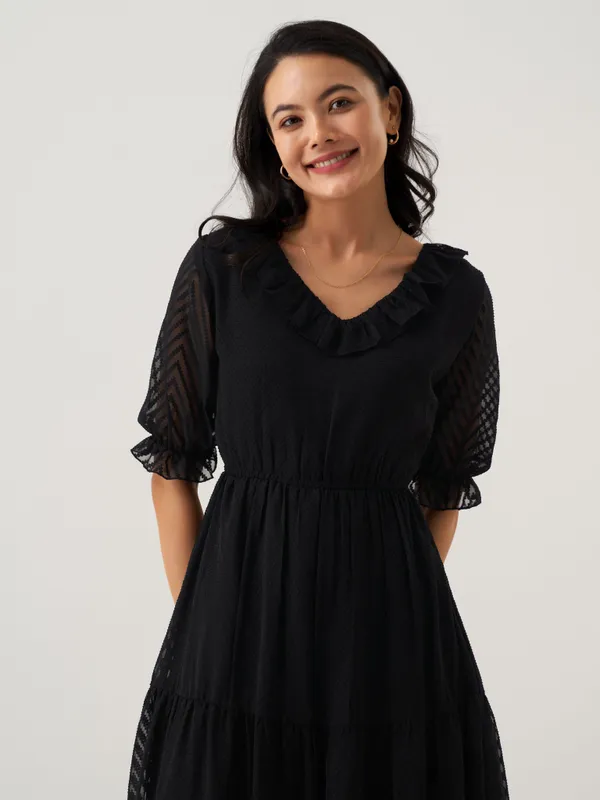 Black_Plain_And_Butta_Work_Dress_For_Women