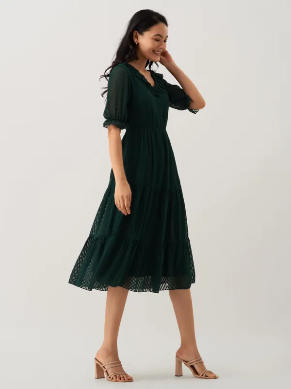 Green_Plain_And_Butta_Work_Dress_For_Women