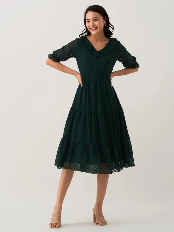 Green_Plain_And_Butta_Work_Dress_For_Women