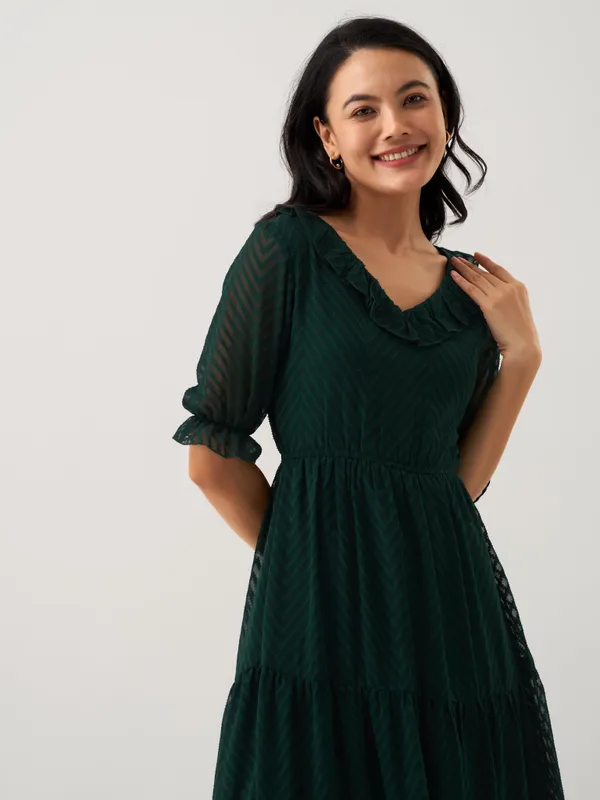 Green_Plain_And_Butta_Work_Dress_For_Women