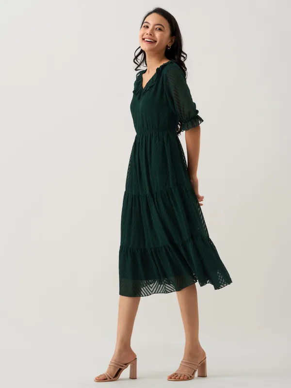 Green_Plain_And_Butta_Work_Dress_For_Women