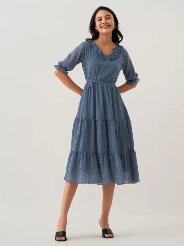 Greyish_Blue_Butta_Work_Dress_For_Women