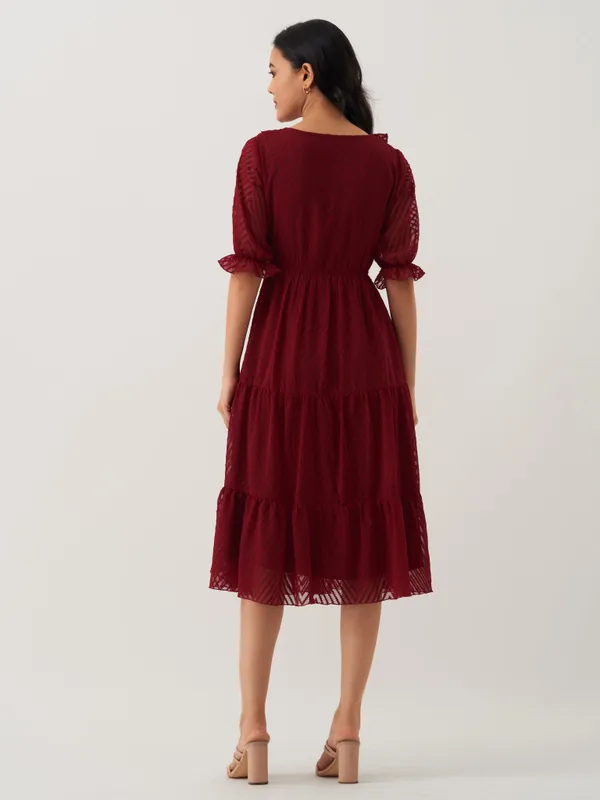 Maroon_Plain_And_Butta_Work_Dress_For_Women