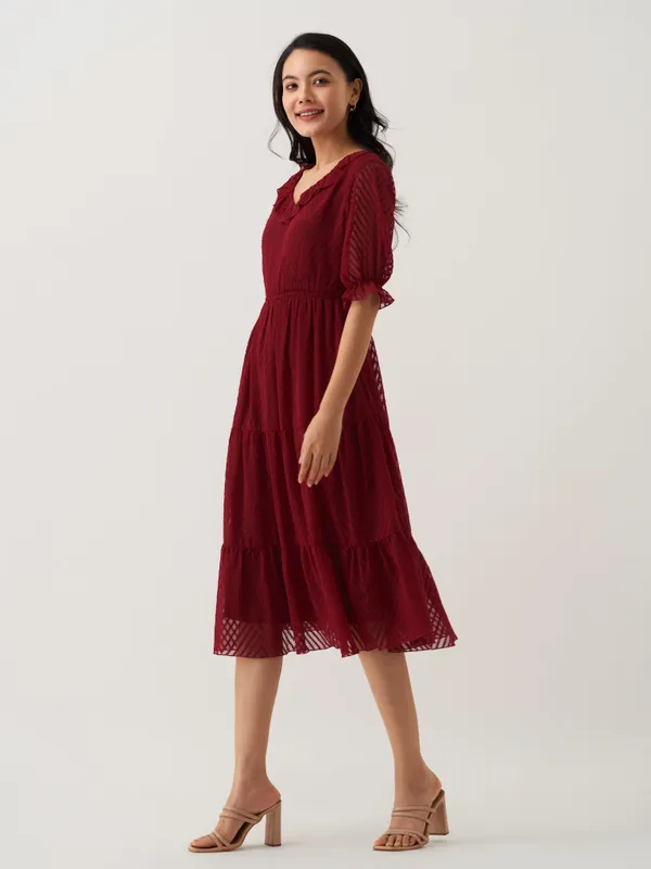 Maroon_Plain_And_Butta_Work_Dress_For_Women