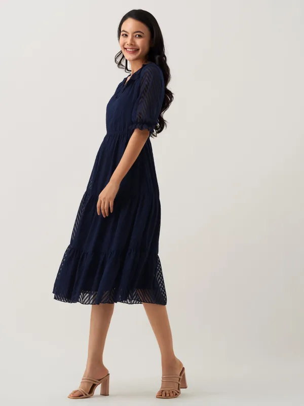 Navy_Blue_Plain_And_Butta_Work_Dress_For_Women