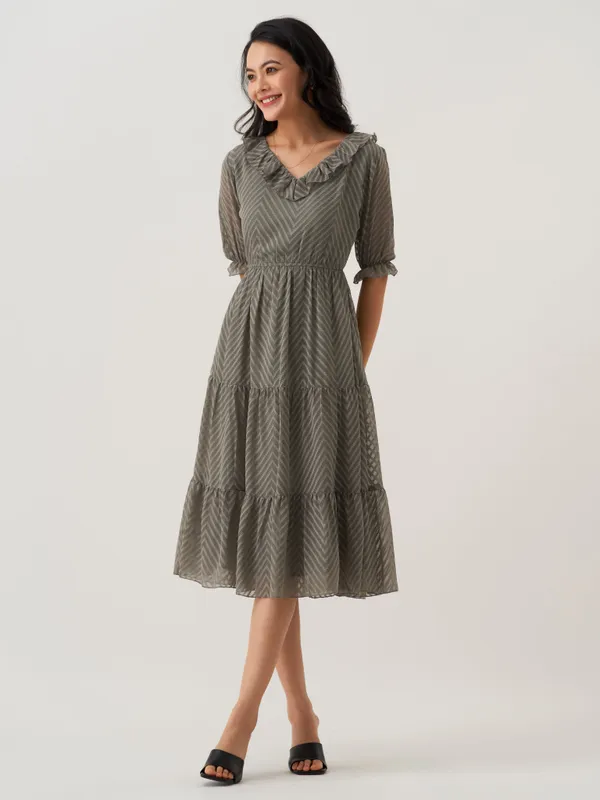 Steel_Grey_Plain_And_Steel_Butta_Work_Dress_For_Women