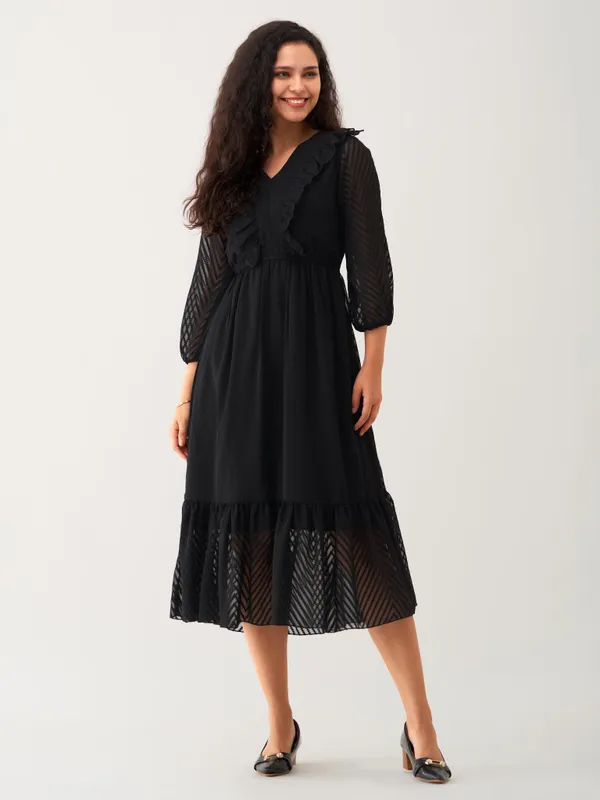 Black_Plain_And_Butta_Work_Dress_For_Women