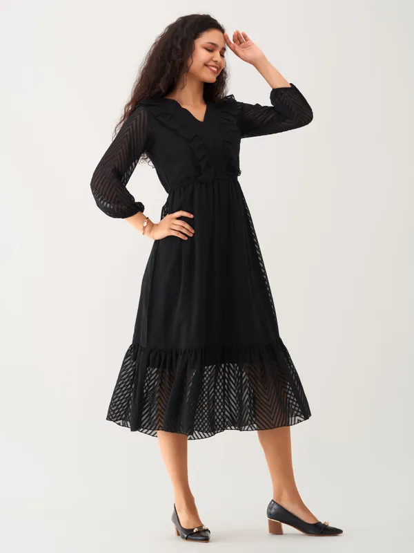 Black_Plain_And_Butta_Work_Dress_For_Women