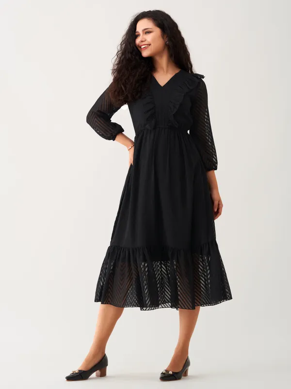 Black_Plain_And_Butta_Work_Dress_For_Women