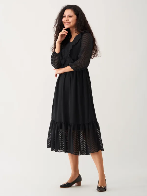 Black_Plain_And_Butta_Work_Dress_For_Women