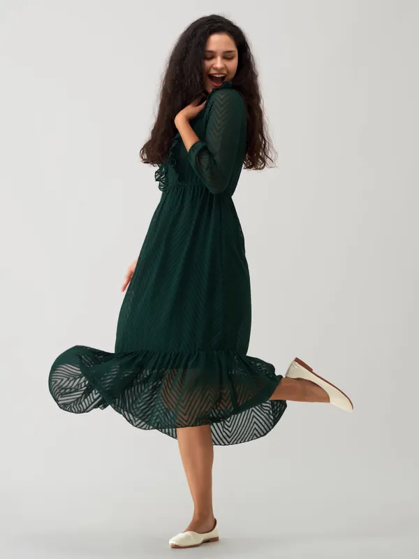 Green_Plain_And_Butta_Work_Dress_For_Women