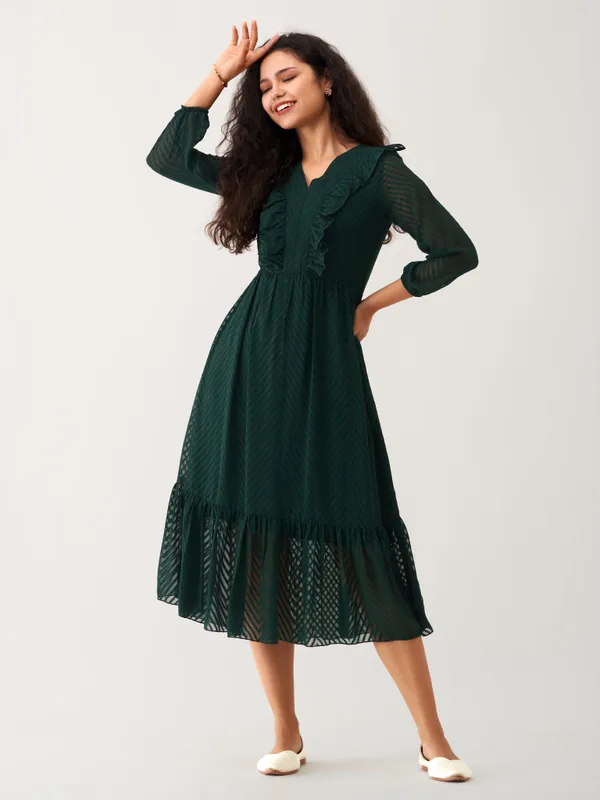 Green_Plain_And_Butta_Work_Dress_For_Women