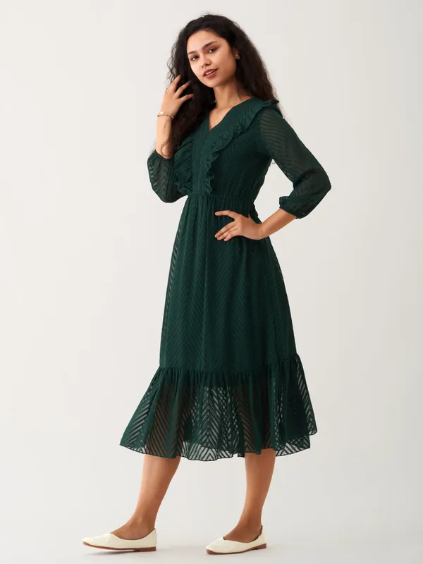 Green_Plain_And_Butta_Work_Dress_For_Women
