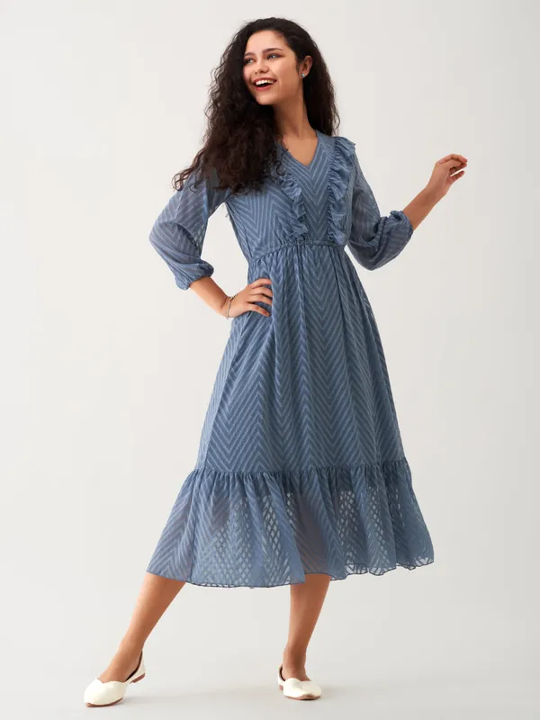 Greyish_Blue_Butta_Work_Dress_For_Women