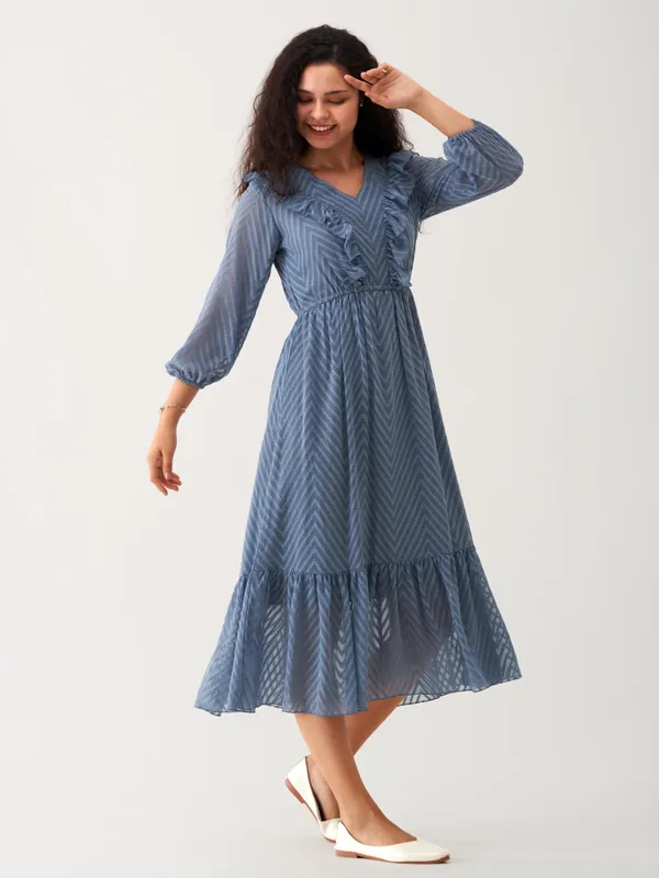 Greyish_Blue_Butta_Work_Dress_For_Women