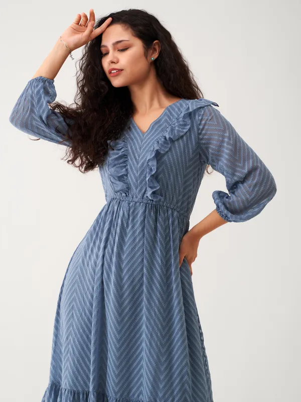 Greyish_Blue_Butta_Work_Dress_For_Women