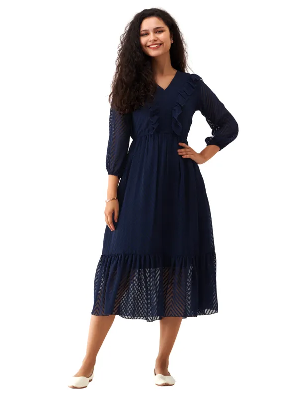 Navy_Blue_Plain_And_Butta_Work_Dress_For_Women