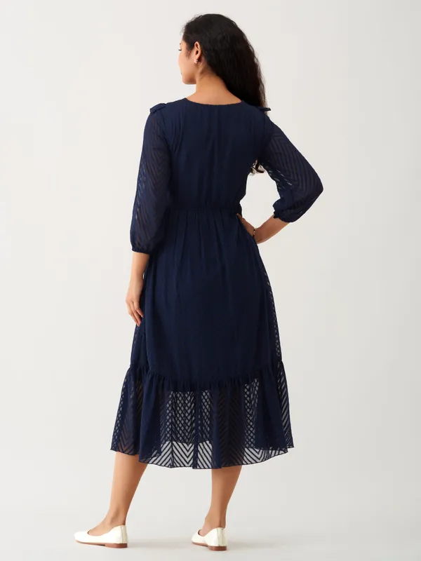 Navy_Blue_Plain_And_Butta_Work_Dress_For_Women