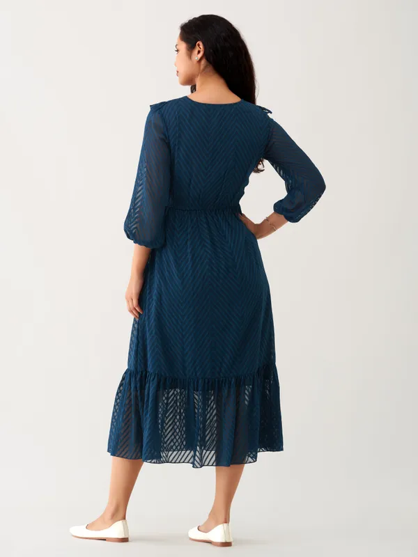 Teal_Plain_And_Teal_Butta_Work_Dress_For_Women