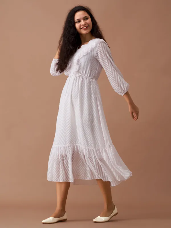 White_Plain_And_Butta_Work_Dress_For_Women