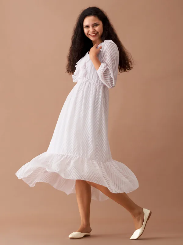 White_Plain_And_Butta_Work_Dress_For_Women