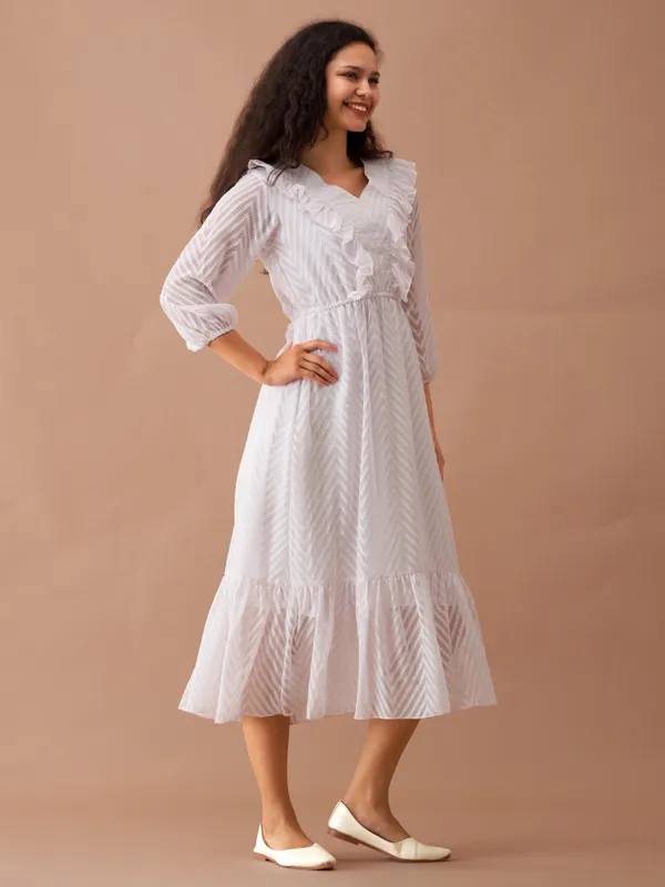 White_Plain_And_Butta_Work_Dress_For_Women