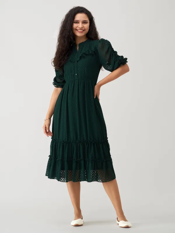 Green_Polyster_Plain_And_Dress_For_Women