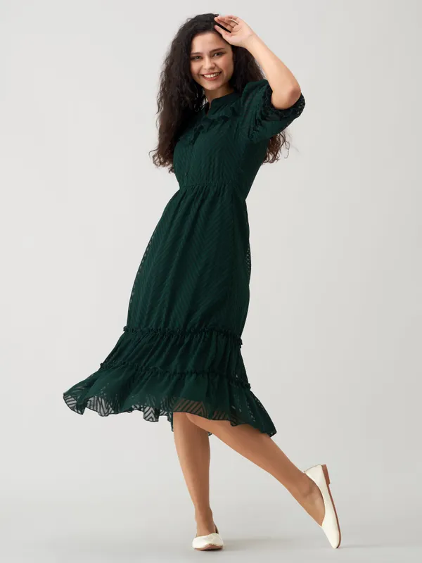 Green_Polyster_Plain_And_Dress_For_Women
