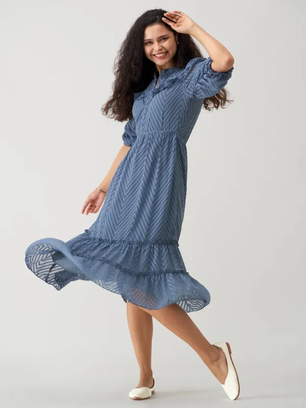 Greyish_Blue_Polyster_Dress_For_Women