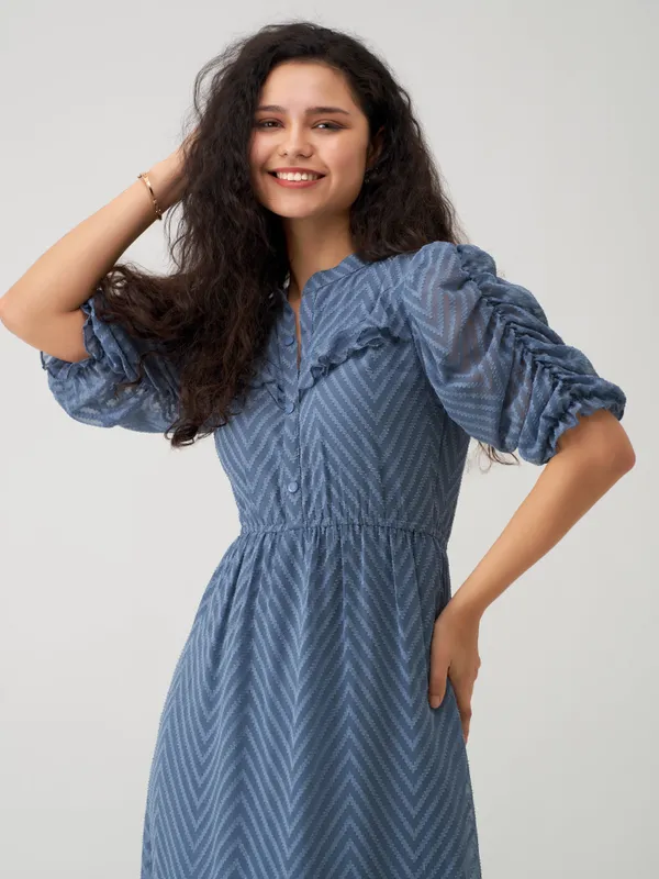 Greyish_Blue_Polyster_Dress_For_Women