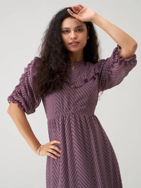 Greyish_Purple_Polyster_Dress_For_Women