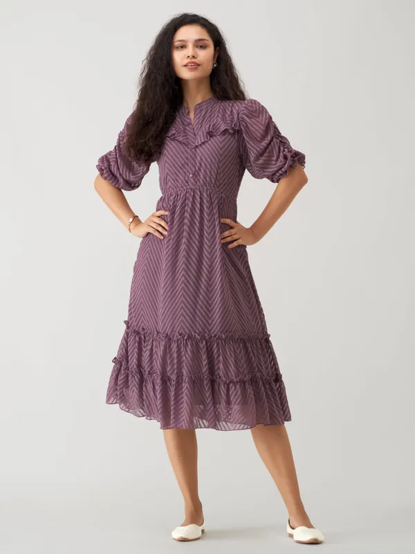 Greyish_Purple_Polyster_Dress_For_Women